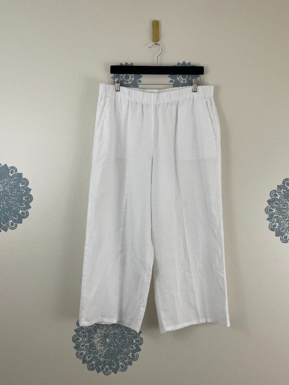 Eileen Fisher Organic Linen Pull On Lantern Ankle Pants in White Size Large